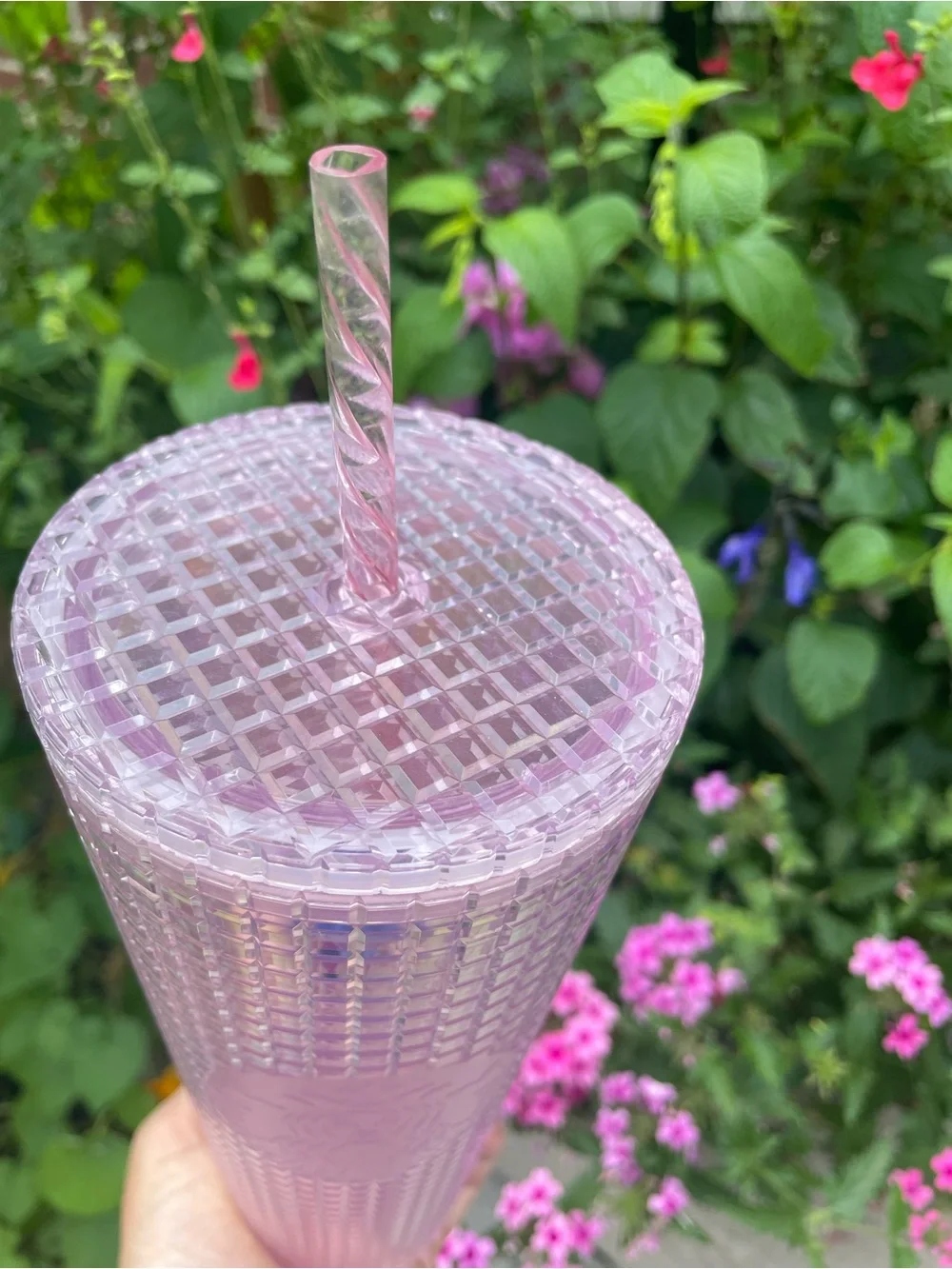 Starbucks Pink Iridescent Grid Disco 24 Oz Cold Tumbler 2020 Holiday Collection